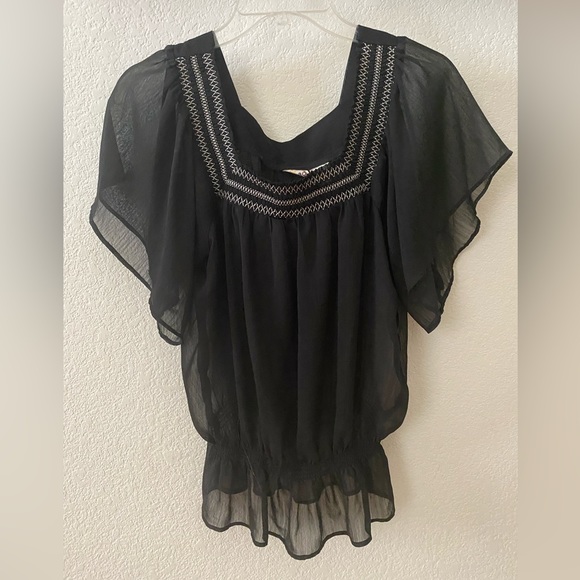 MUDD Black Sheer Blouse - Picture 3 of 6